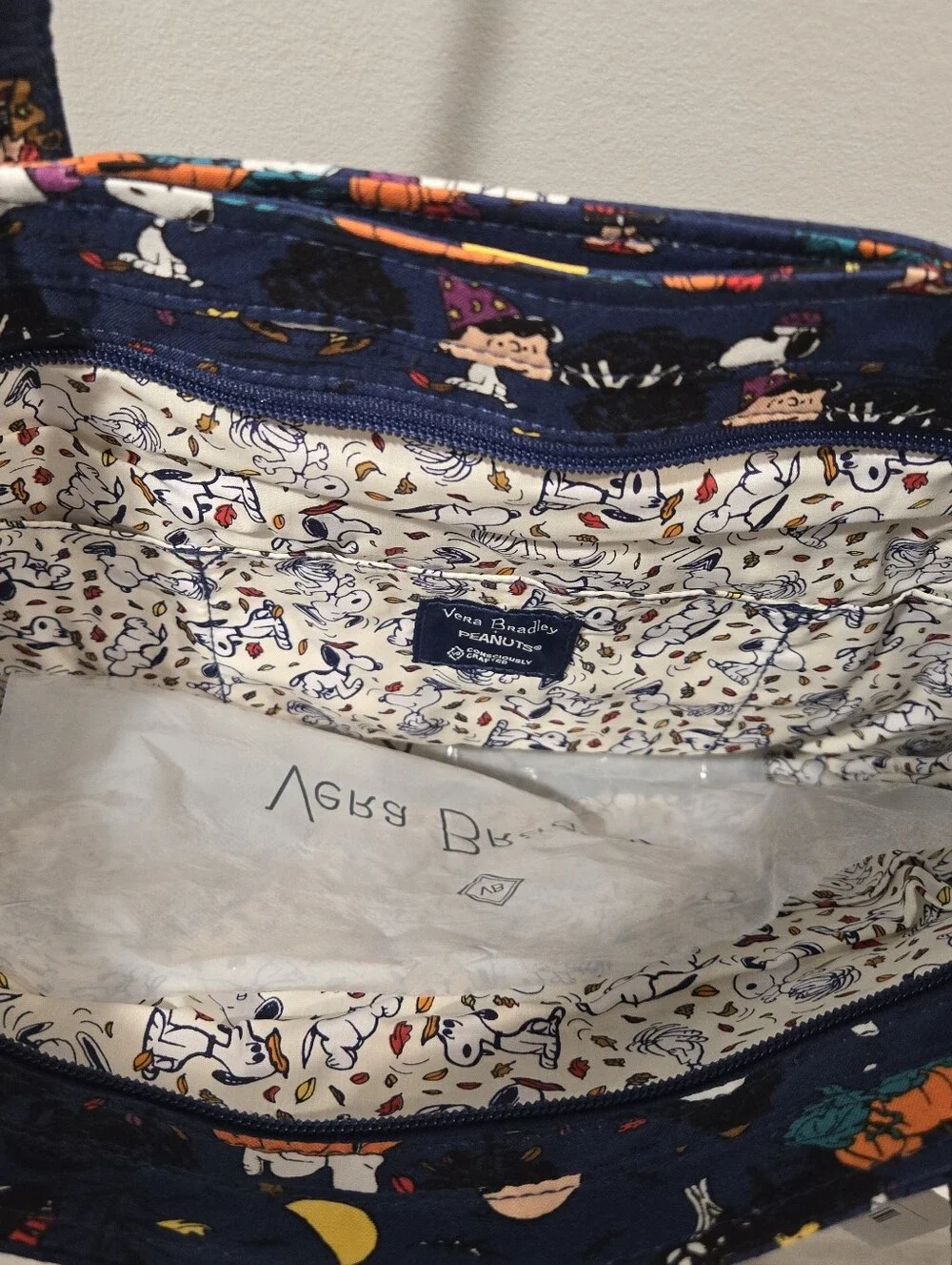 Vera Bradley Navy Peanuts Halloween Quilted Tote - Picture 3 of 4